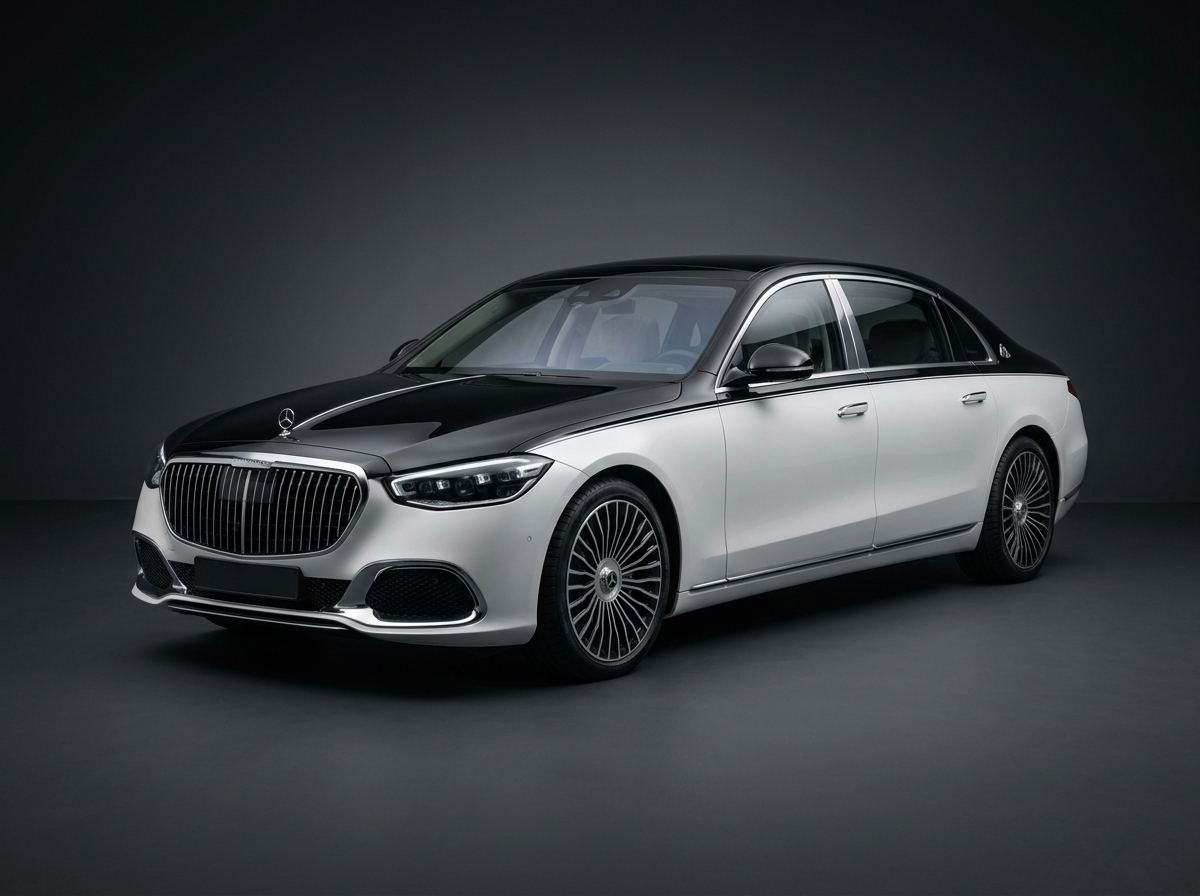 Mercedes-Maybach S-Class chauffeur hire London — two-tone luxury saloon